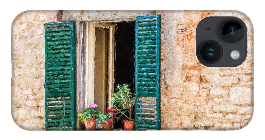 Cortona iPhone Case featuring the painting Window Flowers of Tuscany by David Letts