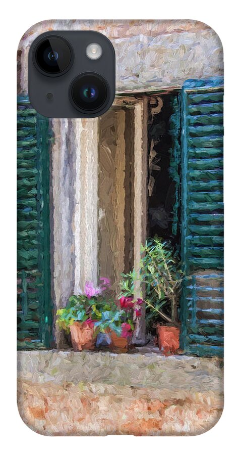 Tuscany iPhone 14 Case featuring the painting Window of Cortona by David Letts