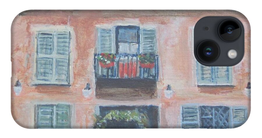 Miniature Painting iPhone 14 Case featuring the painting Windows and Shutters by Paula Pagliughi