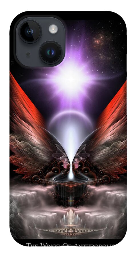 Wings Of Anthropils iPhone Case featuring the digital art Wings Of Anthropolis HC Fractal Composition by Rolando Burbon