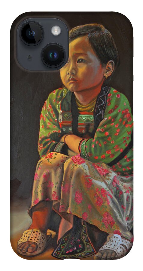Portrait Painting iPhone 14 Case featuring the painting Winter Night by Thu Nguyen