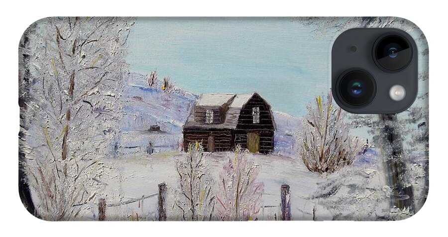 Winter iPhone 14 Case featuring the painting Winter solace by Marilyn McNish