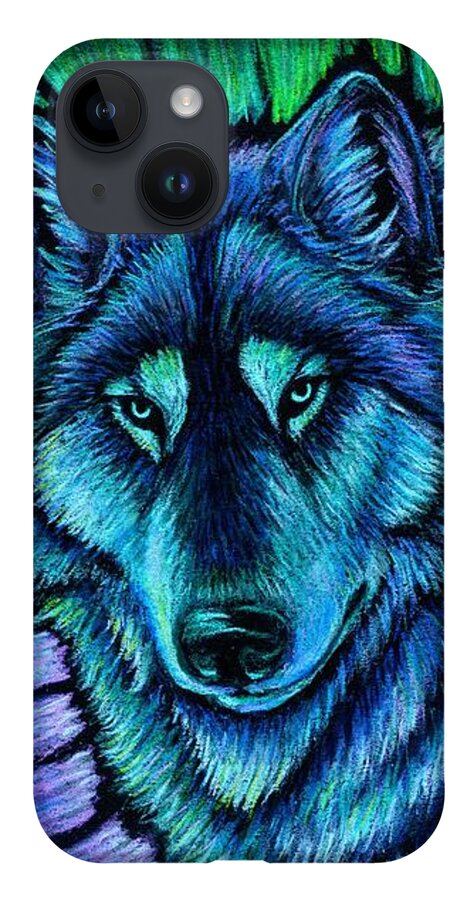 Wolf iPhone Case featuring the pastel Wolf Aurora by Rebecca Wang