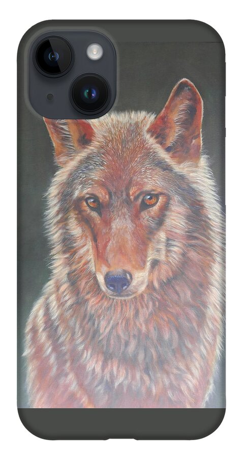 Wolf iPhone 14 Case featuring the painting Wolf Portrait by John Neeve