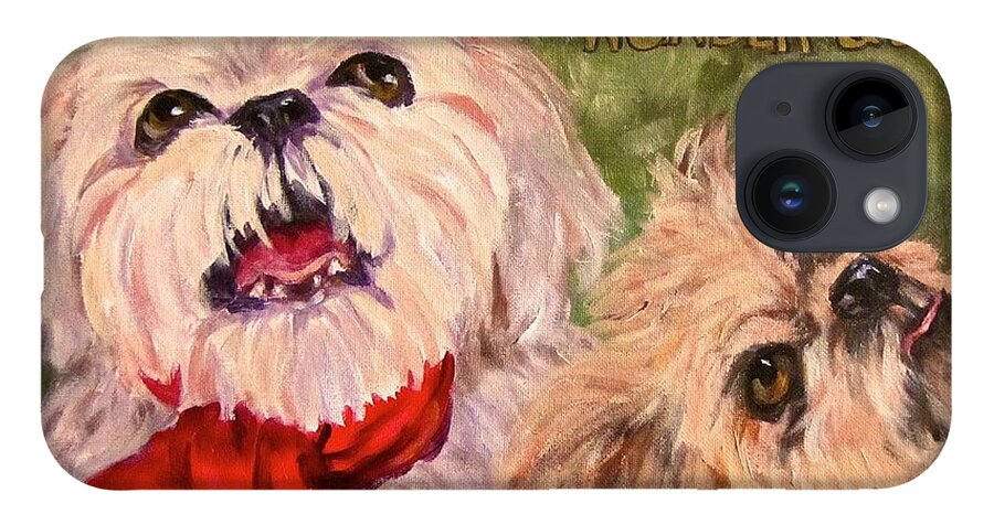 Dogs iPhone 14 Case featuring the painting Wonder and Joy by Barbara O'Toole