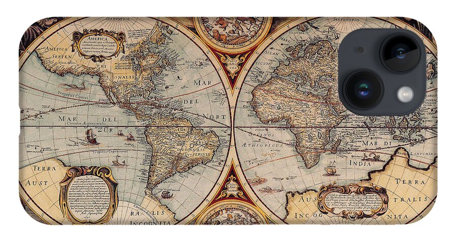 World Map iPhone 14 Case featuring the photograph World Map 1636 by Photo Researchers
