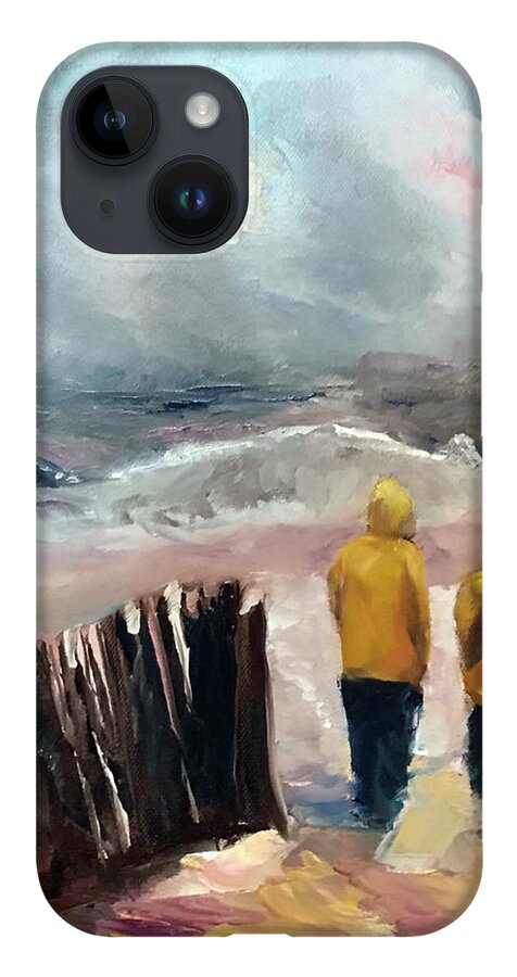  iPhone 14 Case featuring the painting Yellow Slickers by Josef Kelly