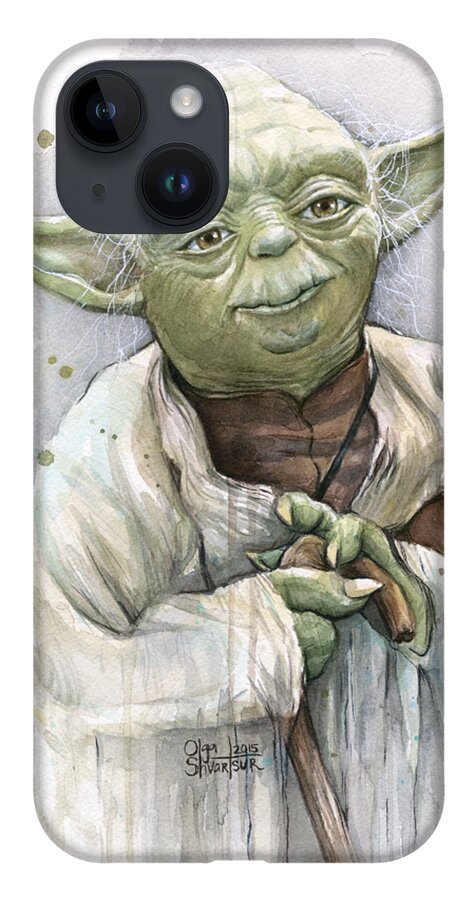 Yoda iPhone 14 Case featuring the painting Yoda by Olga Shvartsur