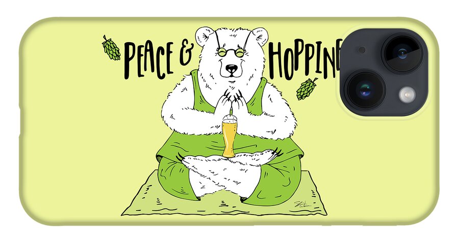 Beer iPhone 14 Case featuring the mixed media Yoga Beer Bear by Shari Warren