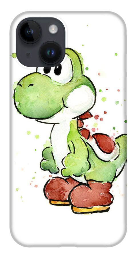 Watercolor iPhone 14 Case featuring the painting Yoshi Watercolor by Olga Shvartsur