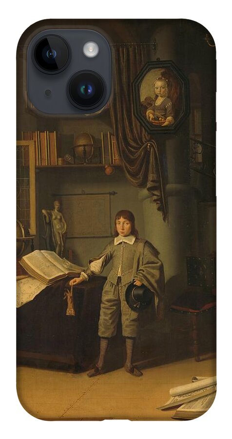 Young Man In A Study iPhone 14 Case featuring the painting Young Man in a Study by MotionAge Designs