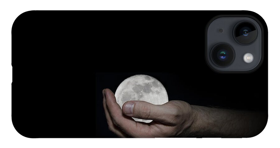 Whole iPhone 14 Case featuring the digital art You've Got the Whole Moon in Your Hand by Pelo Blanco Photo