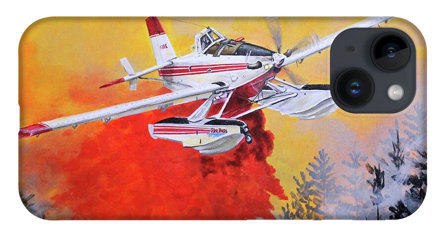 Air Tractor iPhone 14 Case featuring the painting Air Tractor 802 Fire Boss by Karl Wagner