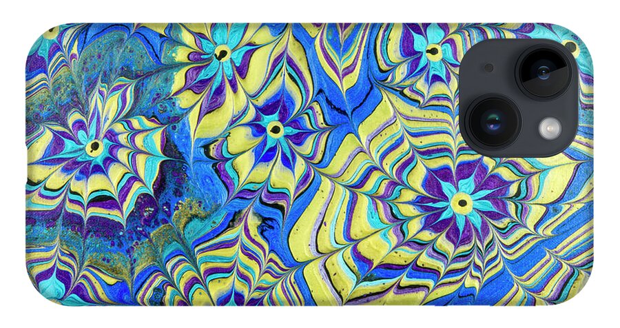 Poured Acrylics iPhone 14 Case featuring the painting Mutliverse Web by Lucy Arnold