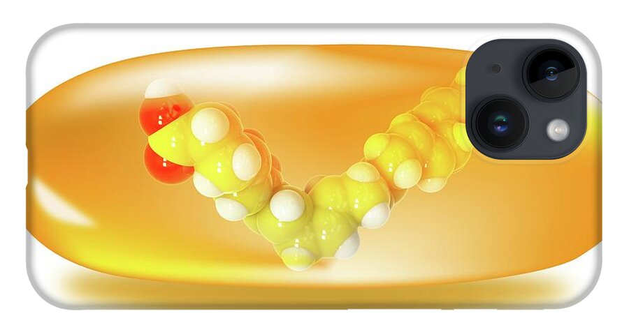 3 Dimensional iPhone Case featuring the photograph Dha Omega-3 Fatty Acid Model In An Oil Pill by Ramon Andrade 3dciencia/science Photo Library