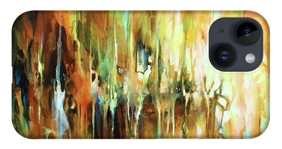 Abstract iPhone Case featuring the painting Gravity by Michael Lang