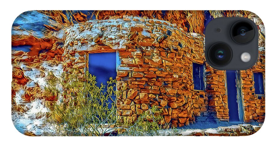 Stone House iPhone 14 Case featuring the digital art Historic Stone House by Jerry Cahill