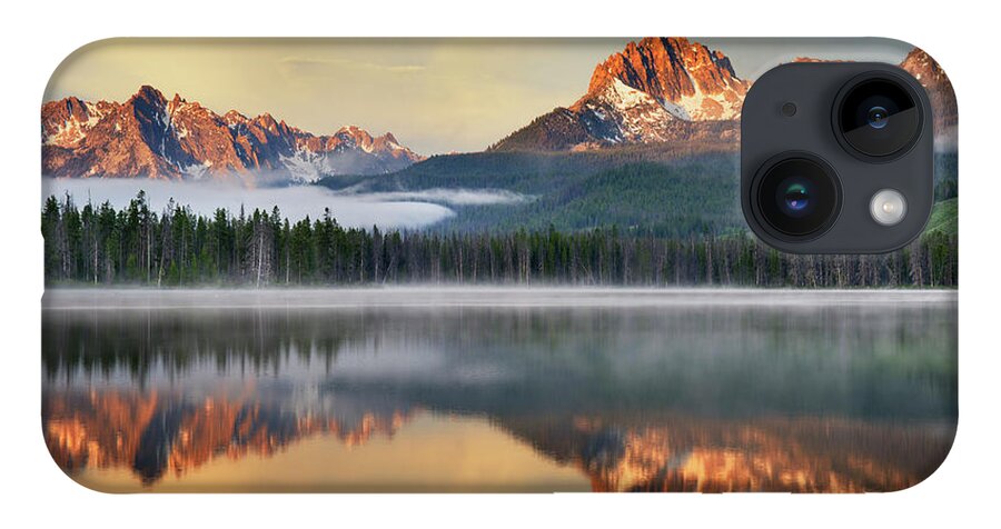 Scenics iPhone 14 Case featuring the photograph Little Redfish Lake, Sawtooth Mountains by Alan Majchrowicz