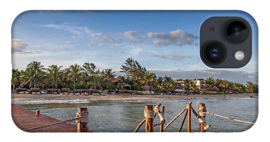 Estock iPhone 14 Case featuring the digital art Pier At Playa Del Carmen, Mexico by Lumiere