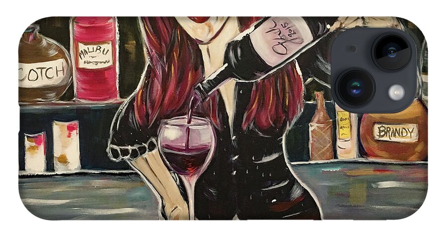 Bartender iPhone 14 Case featuring the painting Sassy Notes featuring Dana Doom by Roxy Rich