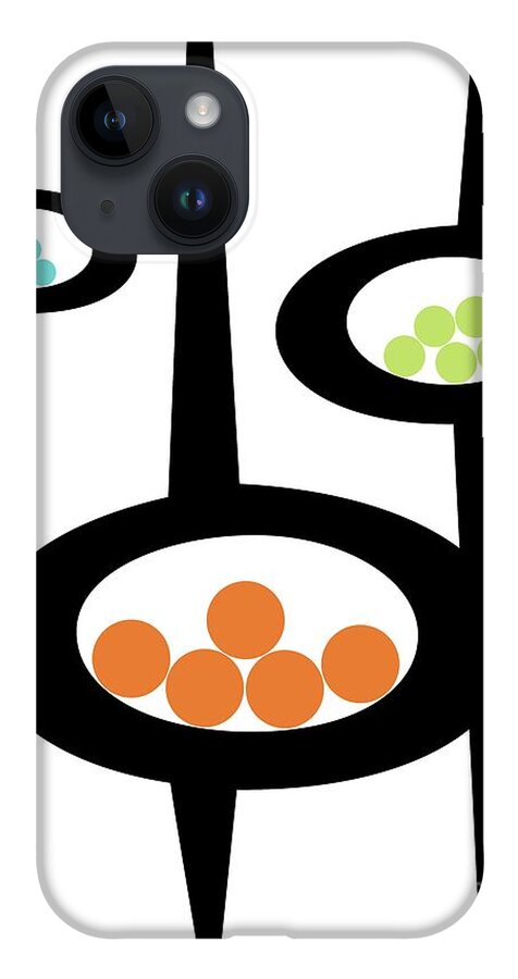 Mid Century iPhone 14 Case featuring the digital art Three Pods 2 #1 by Donna Mibus