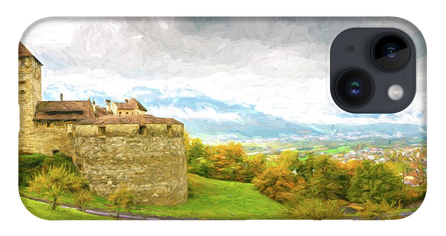 Architecture iPhone 14 Case featuring the digital art Vaduz Castle, Leichtenstein by Rick Deacon