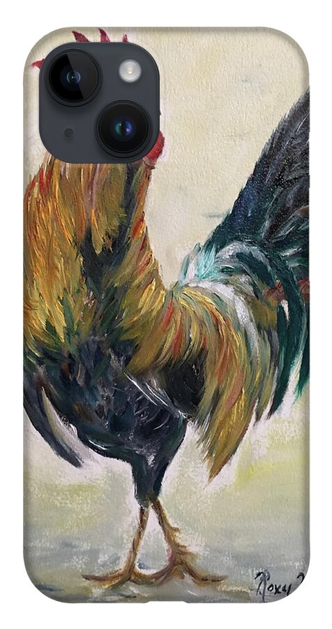 Rooster iPhone Case featuring the painting Who you calling Chicken by Roxy Rich
