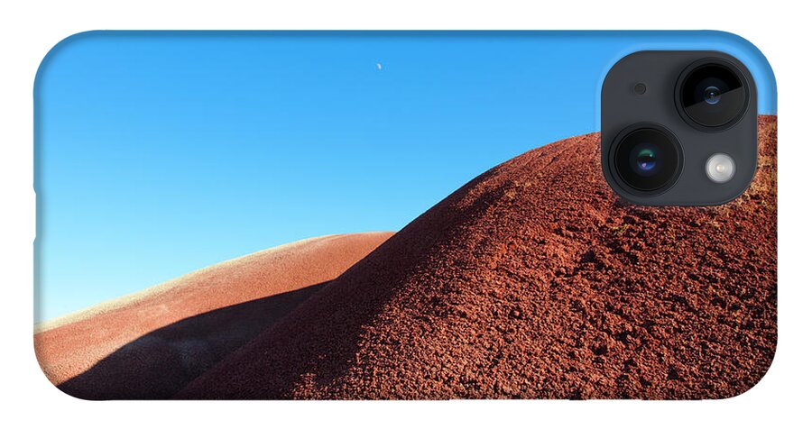 Scenics iPhone 14 Case featuring the photograph Painted Hills Desert With Quarter Moon #2 by Sasha Weleber