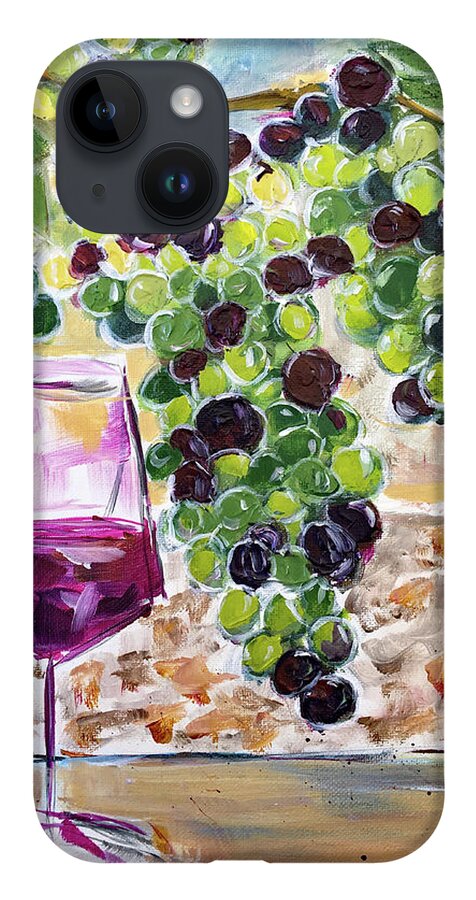 Wine iPhone 14 Case featuring the painting Summer Grapes by Roxy Rich