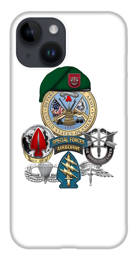 U.s. Army Special Forces Collection By Serge Averbukh iPhone 14 Case featuring the digital art 7th Special Forces Group - Green Berets Special Edition by Serge Averbukh