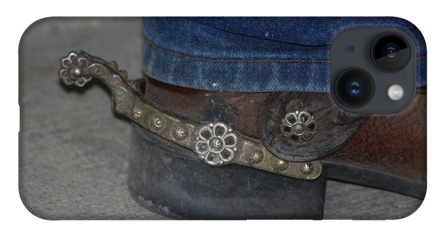 Spur iPhone 14 Case featuring the photograph A Cowboy and his Spurs by Terri Brewster