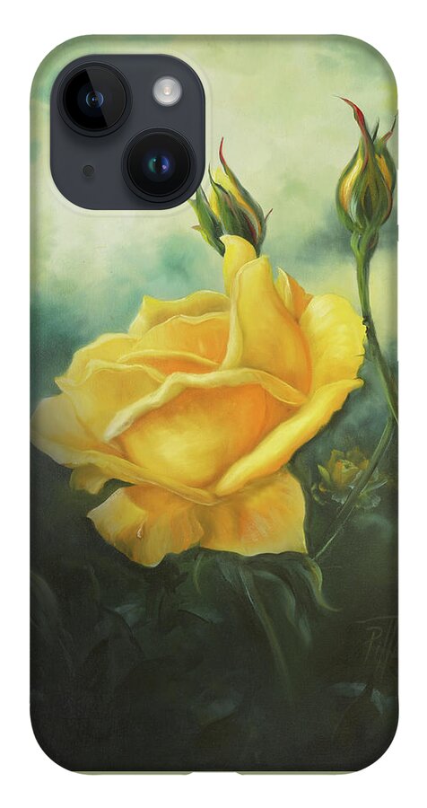 Rose iPhone 14 Case featuring the painting Yellow Friendship Rose by Lynne Pittard
