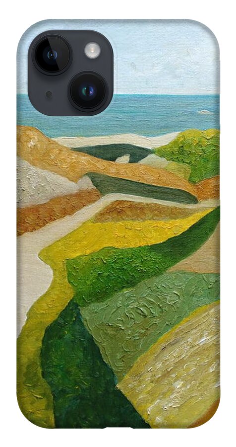 Seascape iPhone 14 Case featuring the painting A Walk Down To The Sea by Angeles M Pomata