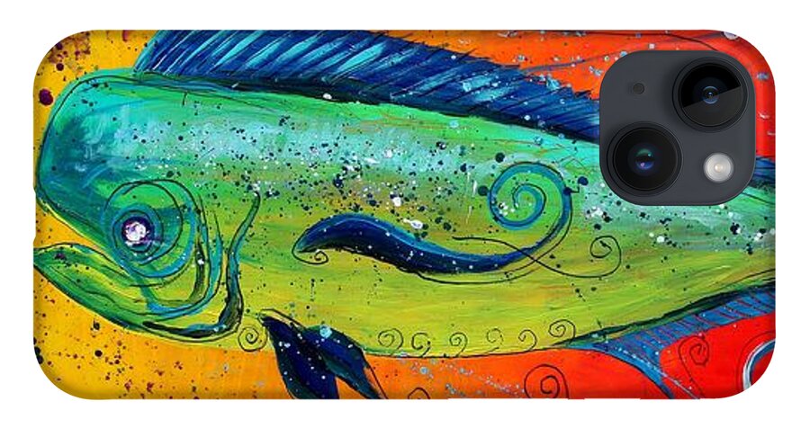 Fish iPhone 14 Case featuring the painting Abstract Mahi Mahi by J Vincent Scarpace