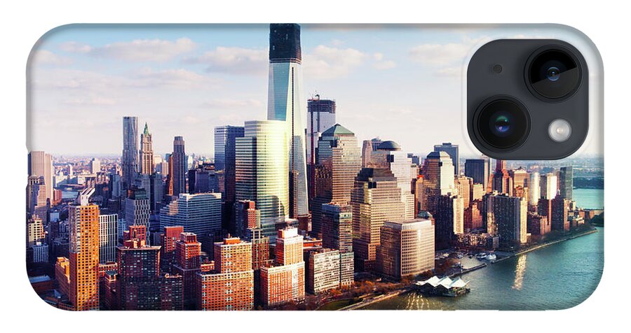 Lower Manhattan iPhone 14 Case featuring the photograph Aerial Image Of Lower Manhattan Skyline by Tony Shi Photography