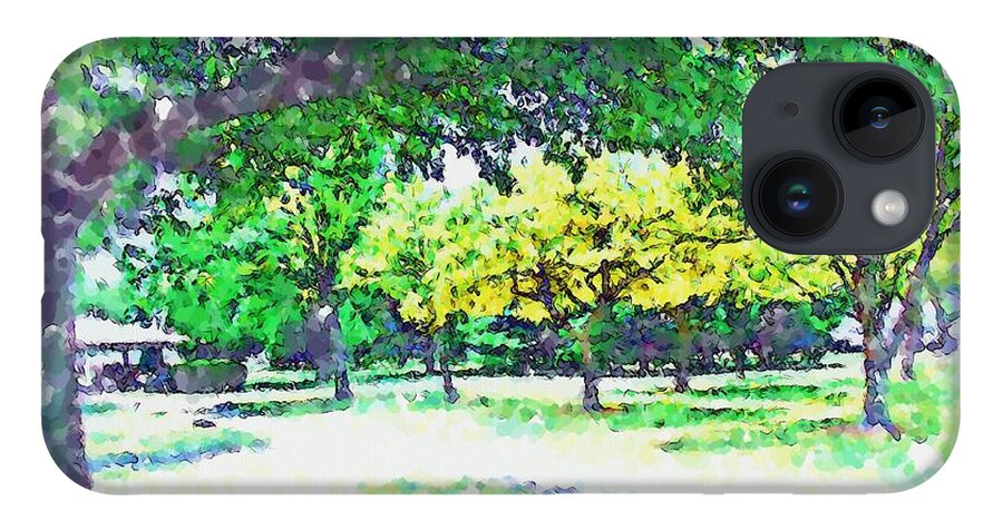 Park iPhone 14 Case featuring the mixed media Afternoon in the Park by Christopher Reed