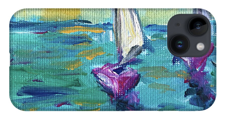 Sailboats iPhone 14 Case featuring the painting Afternoon Sail by Roxy Rich