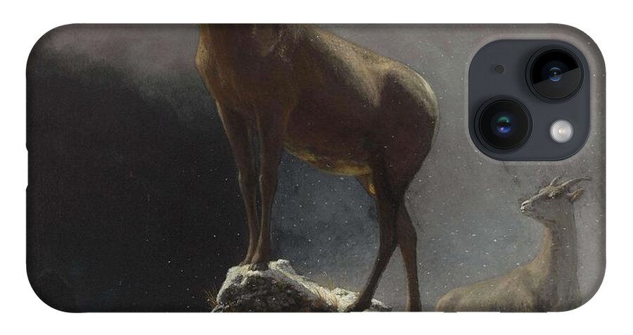 Sheep iPhone Case featuring the painting Albert_Bierstadt_-_Rocky_Mountain_Sheep_or_Big_Horn,_Ovis,_Montana by Albert Bierstadt