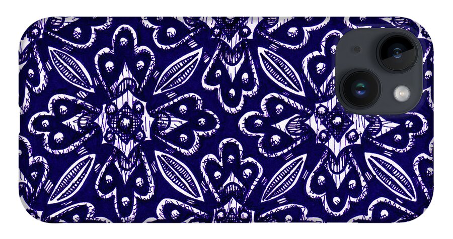 Boho iPhone 14 Case featuring the drawing Alien Bloom 29 by Amy E Fraser