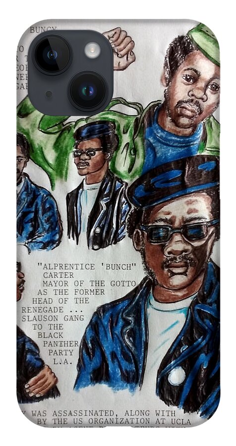 Black Art iPhone Case featuring the drawing Alprentice Bunchy Carter, an L.A. LEGEND by Joedee