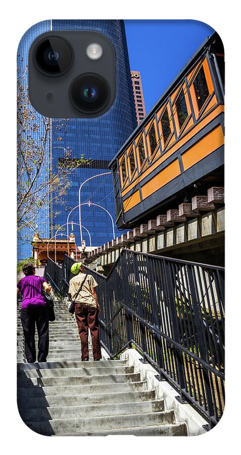 Angels Flight iPhone 14 Case featuring the photograph Angels Flight Railway Walking Up the Steps by Roslyn Wilkins