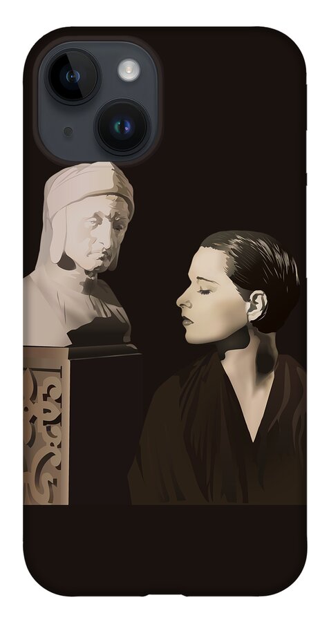 Louise Brooks Official iPhone 14 Case featuring the digital art Louise Brooks with bust of Dante Alighieri by Louise Brooks