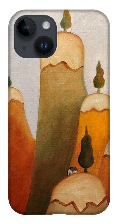 Landscape iPhone 14 Case featuring the painting One Height Apart by Angeles M Pomata