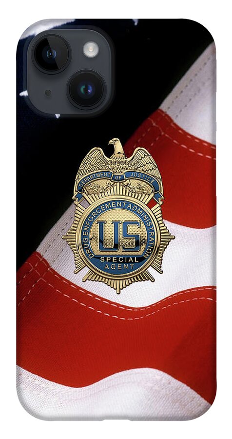  ‘law Enforcement Insignia & Heraldry’ Collection By Serge Averbukh iPhone 14 Case featuring the digital art Drug Enforcement Administration - D E A Special Agent Badge over American Flag by Serge Averbukh