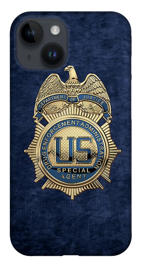  ‘law Enforcement Insignia & Heraldry’ Collection By Serge Averbukh iPhone Case featuring the digital art Drug Enforcement Administration - D E A Special Agent Badge over Blue Velvet by Serge Averbukh