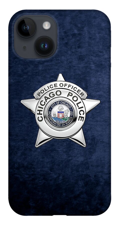  ‘law Enforcement Insignia & Heraldry’ Collection By Serge Averbukh iPhone 14 Case featuring the digital art Chicago Police Department Badge - C P D  Police Officer Star over Blue Velvet by Serge Averbukh