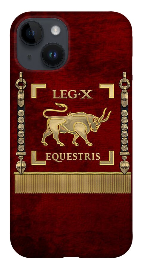 ‘rome’ Collection By Serge Averbukh iPhone 14 Case featuring the digital art Standard of the 10th Mounted Legion - Vexillum of Legio X Equestris by Serge Averbukh