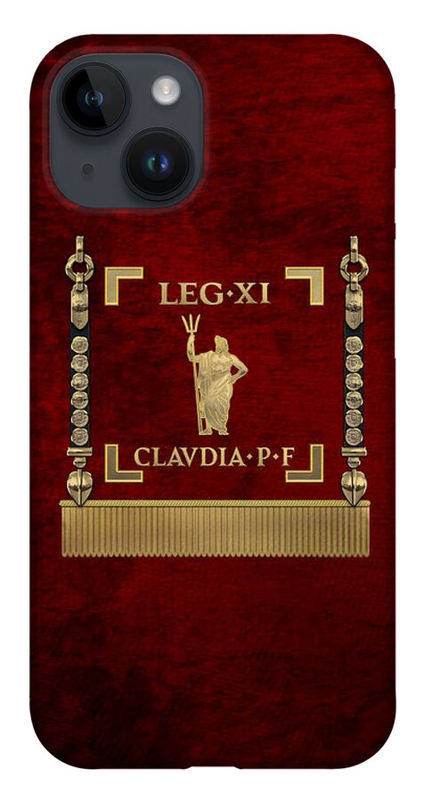 ‘rome’ Collection By Serge Averbukh iPhone Case featuring the digital art Standard of the 11th Roman Legion - Vexillum of Legio XI Claudia by Serge Averbukh