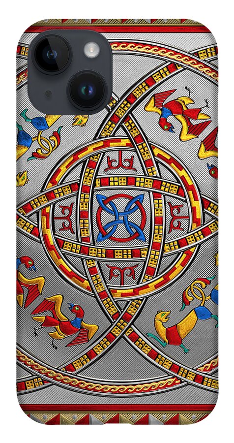 ‘celtic Treasures’ Collection By Serge Averbukh iPhone Case featuring the digital art Sacred Celtic Dara Knot Cross with Triquetras Lions and Eagles by Serge Averbukh