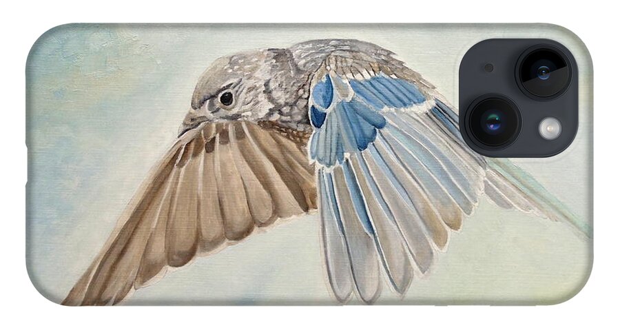 Bluebird iPhone 14 Case featuring the painting Soaring Quicksilver by Angeles M Pomata